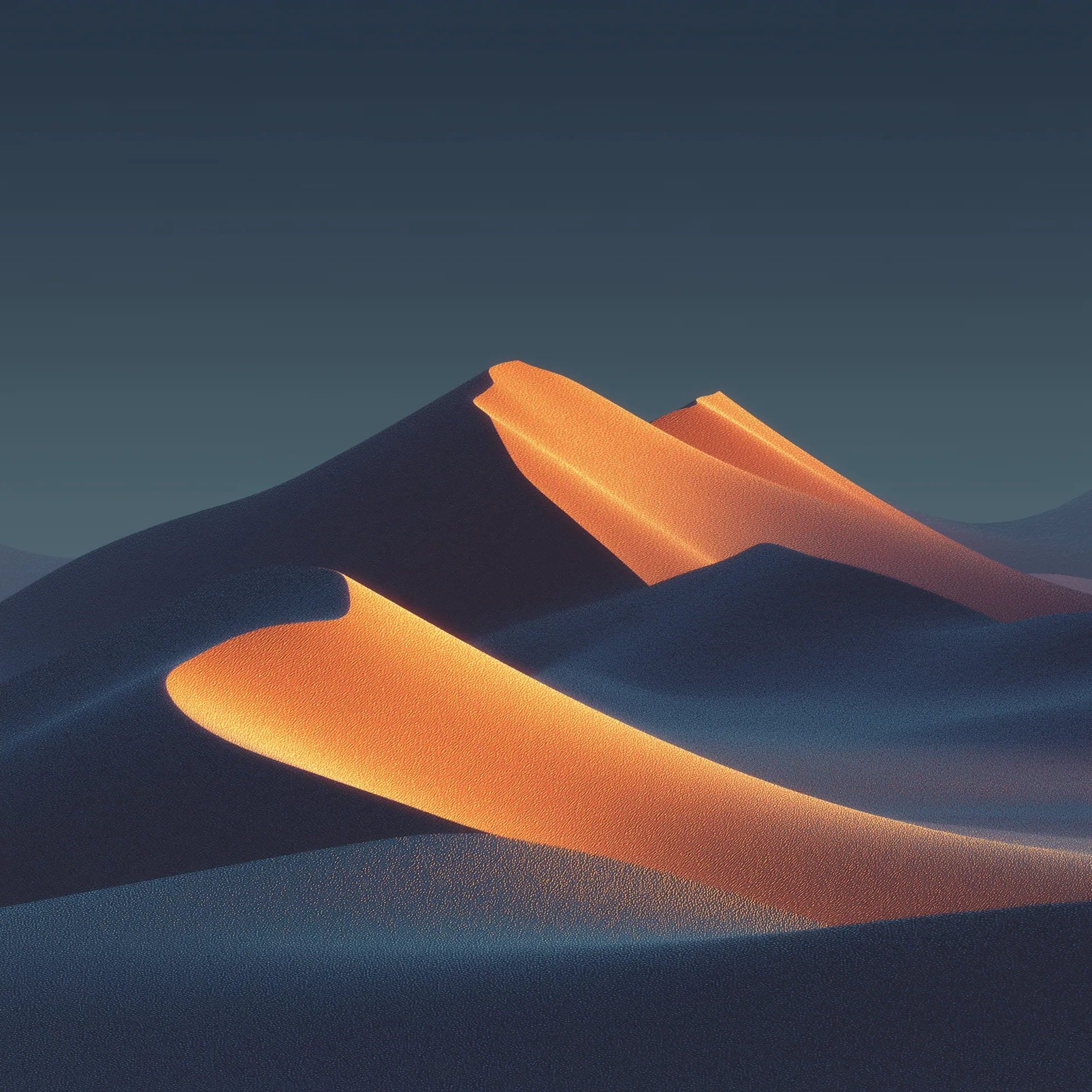 Soft naturalistic dunes. Warm light along the ridge.